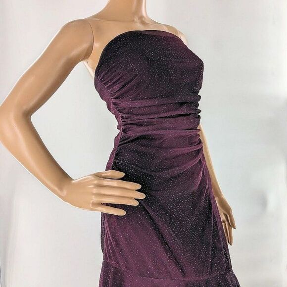 Vintage y2k Wrapper Midi Dress Strapless Glitter Fairycore Purple Siren Medium - Picture 7 of 12